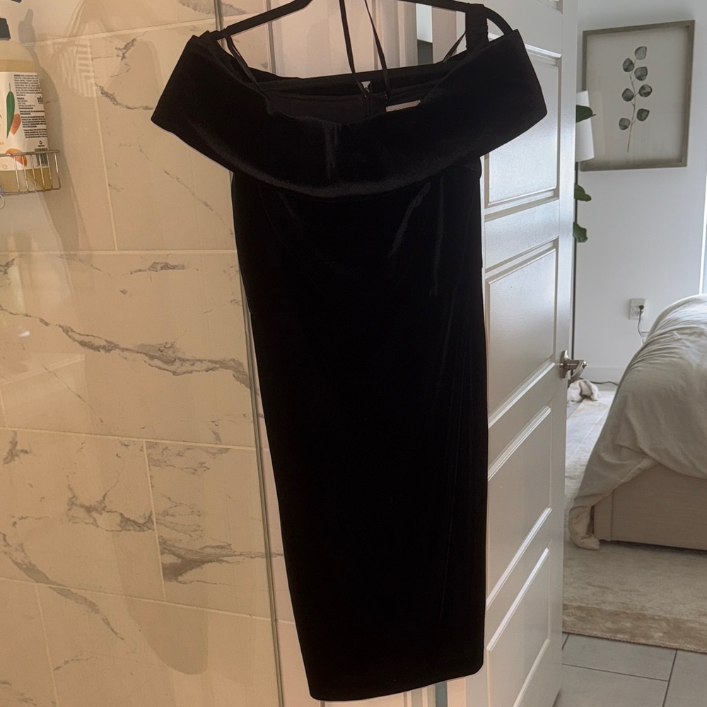 Velvet Midi Formal Off Shoulder Dress